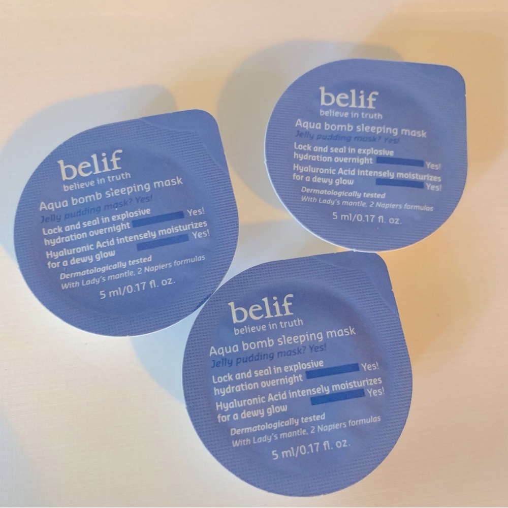 3x Belif Aqua Bomb Sleeping Mask .17 Oz Travel size